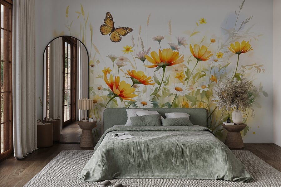 Mariposa volando sobre las flores