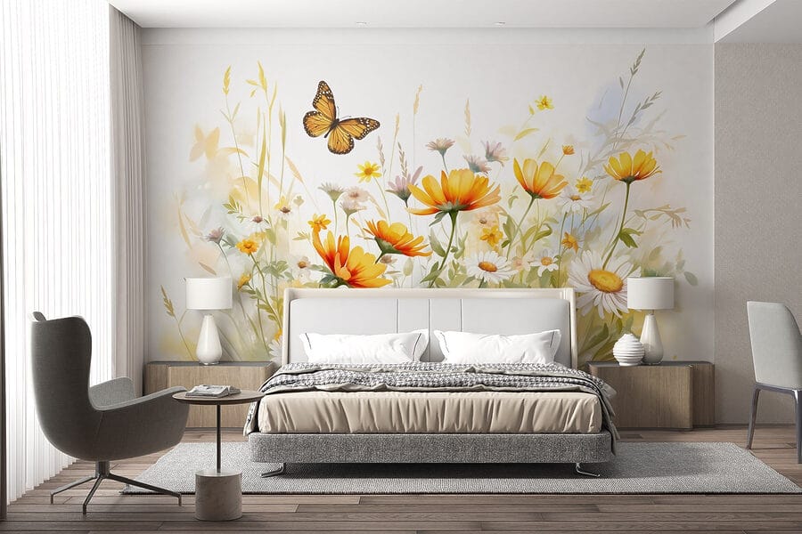 Mariposa volando sobre las flores