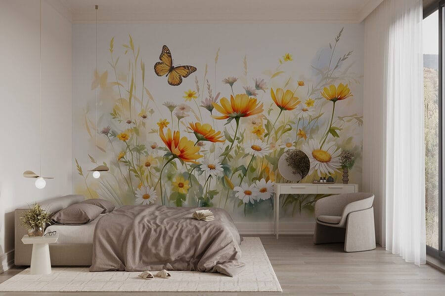 Mariposa volando sobre las flores