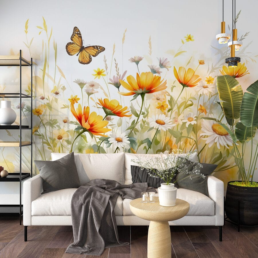 Mariposa volando sobre las flores