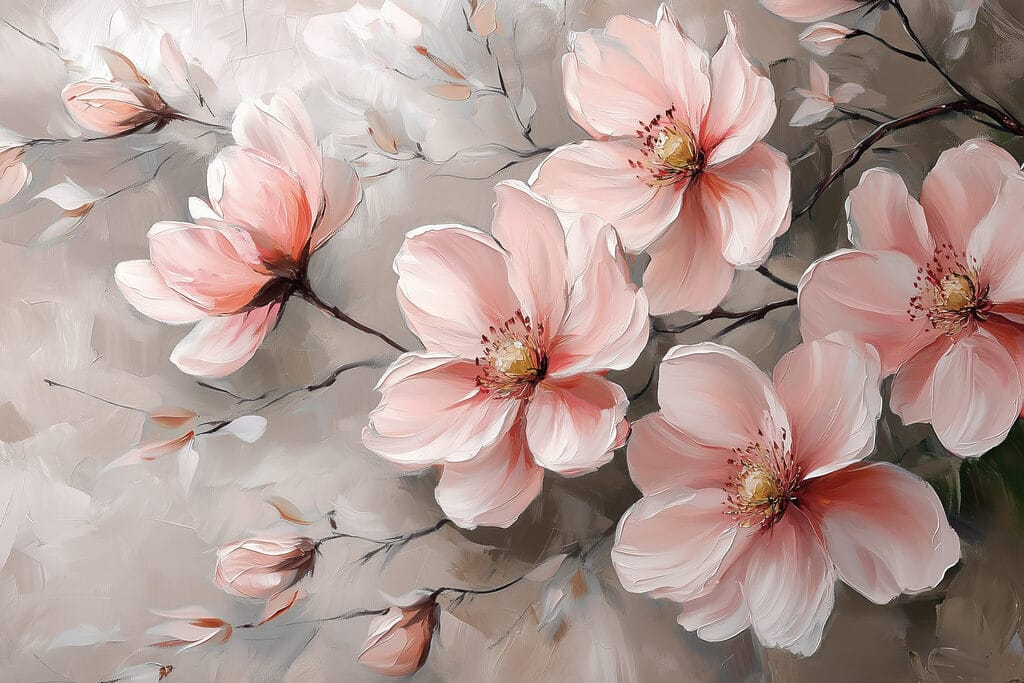 Painting of pink flowers Painting of pink flowers
