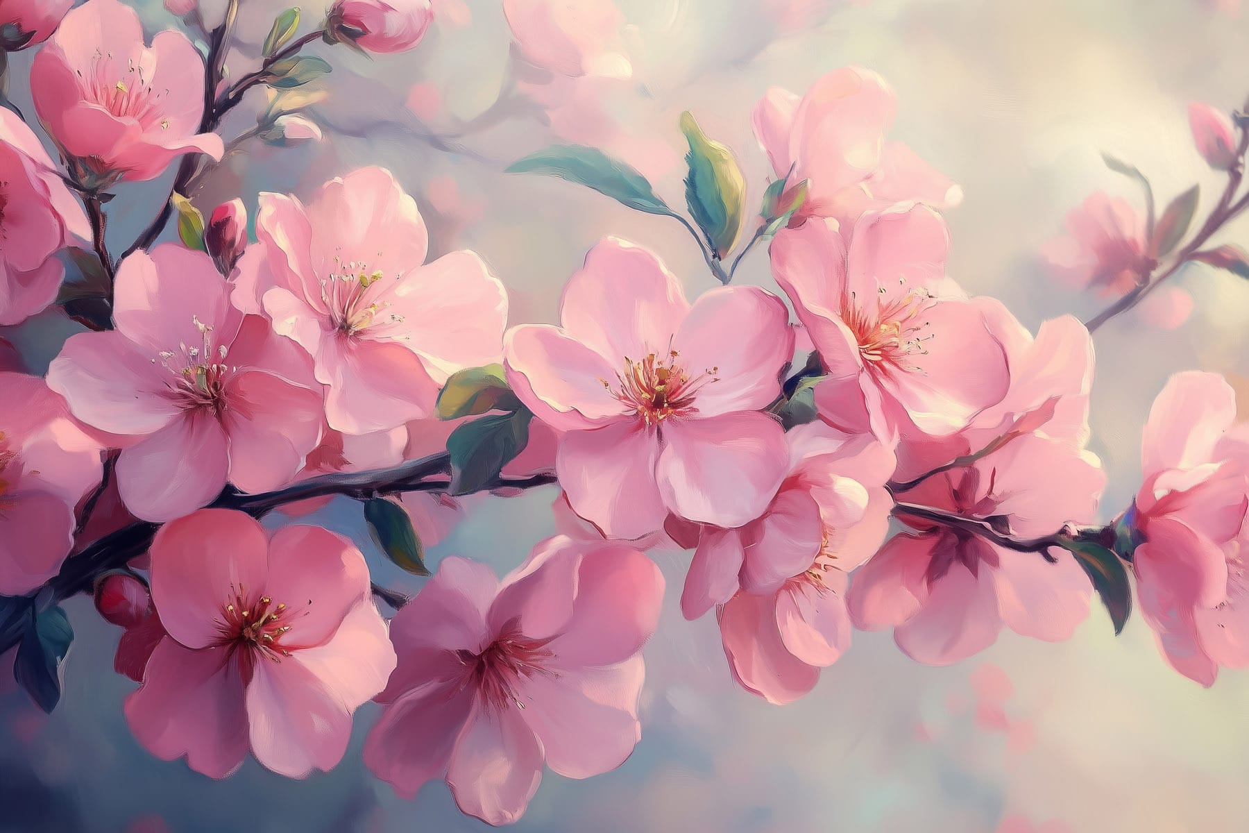 Delicate blossoms in soft pastel tones Delicate blossoms in soft pastel tones