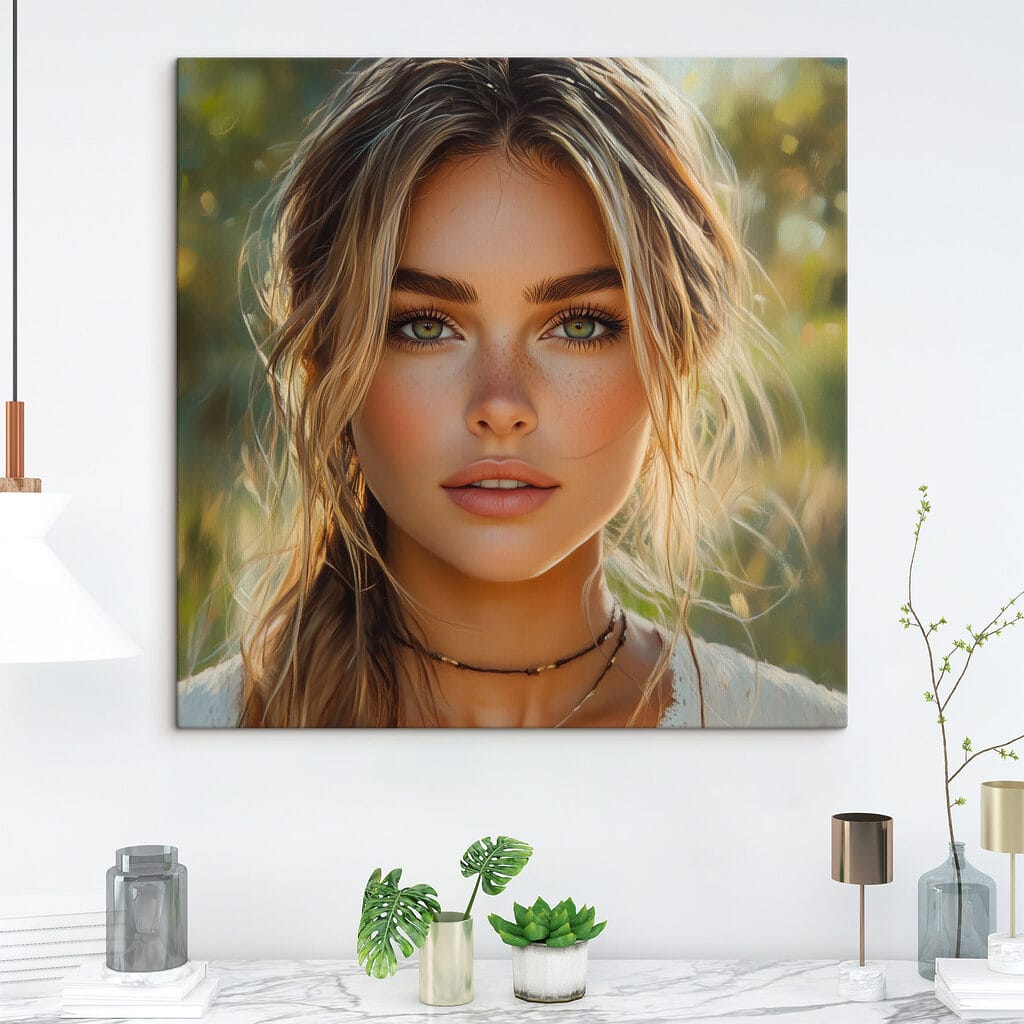 Woman with green eyes and freckles Woman with green eyes and freckles