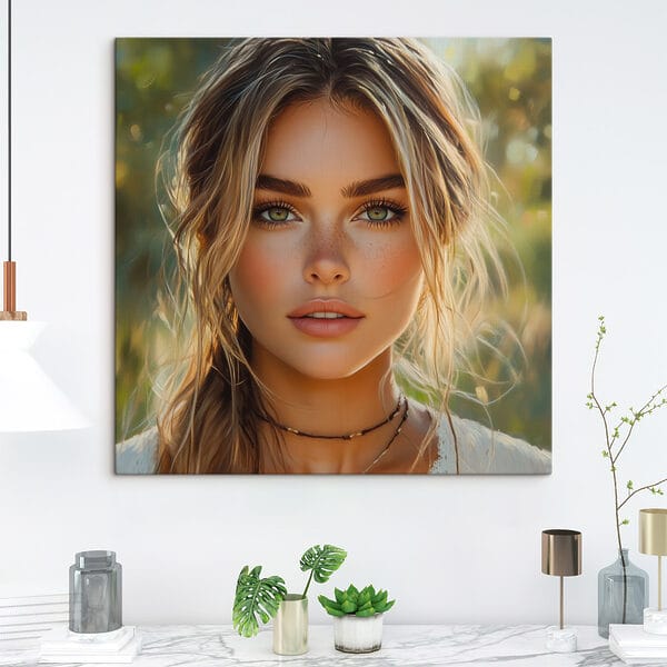 Woman with green eyes and freckles Woman with green eyes and freckles