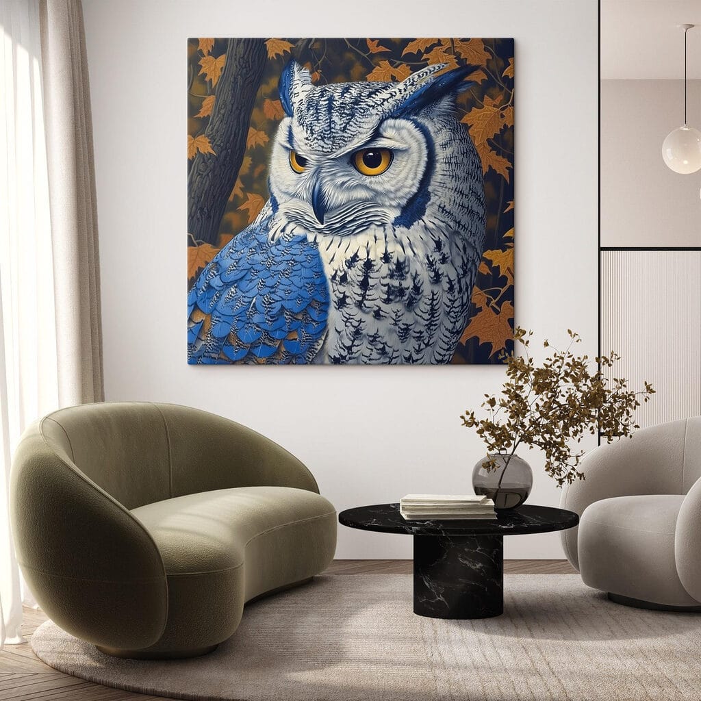 An owl with yellow eyes An owl with yellow eyes