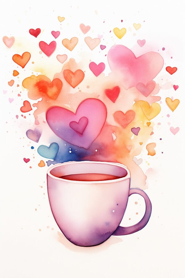 Cup of tea with hearts Cup of tea with hearts