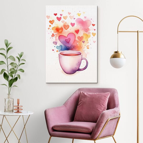 Cuadros Cuadros Taza de té con corazones (SKU: s42869)