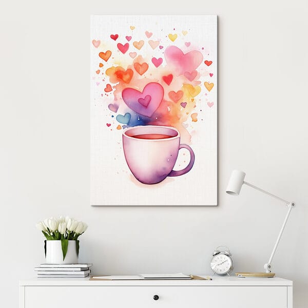 Cup of tea with hearts Cup of tea with hearts