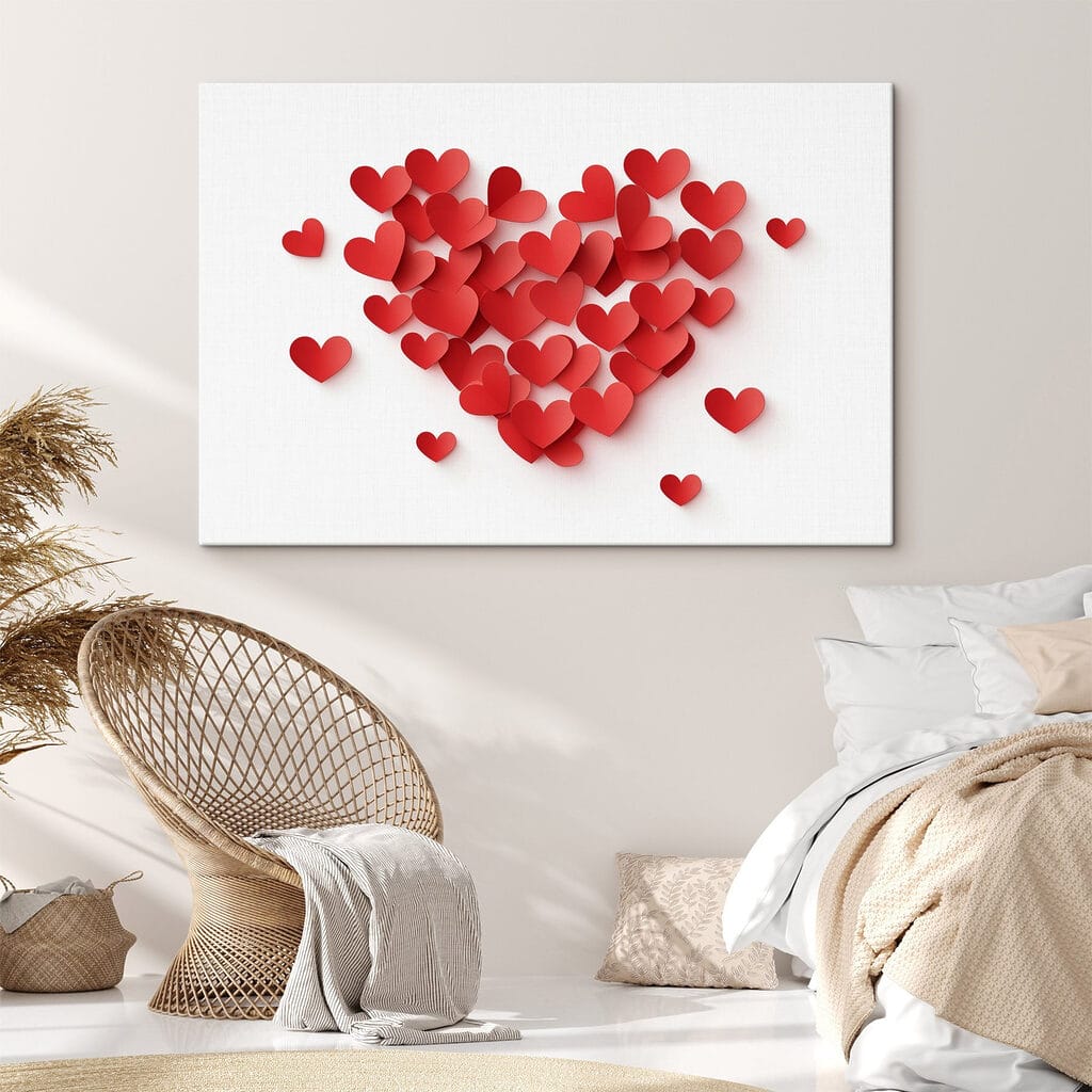 Heart shaped red paper hearts