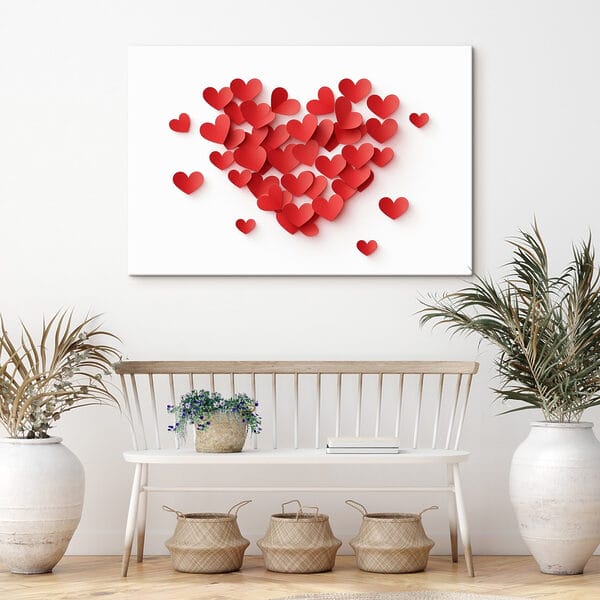 Heart shaped red paper hearts