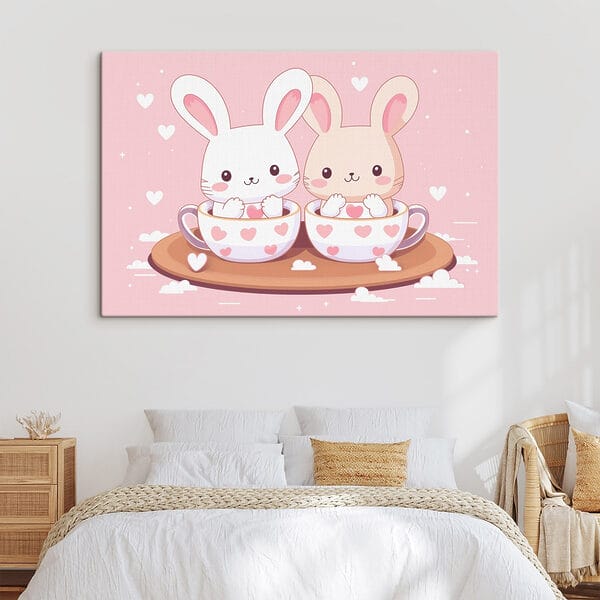 Cuadros Dos conejos de dibujos animados en tazas de té (SKU: s42874) Cuadros Cuadros Dos conejos de dibujos animados en tazas de té (SKU: s42874)