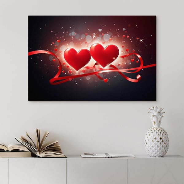Cuadros Dos corazones con cintas rojas y luces (SKU: s42877) Cuadros Cuadros Dos corazones con cintas rojas y luces (SKU: s42877)