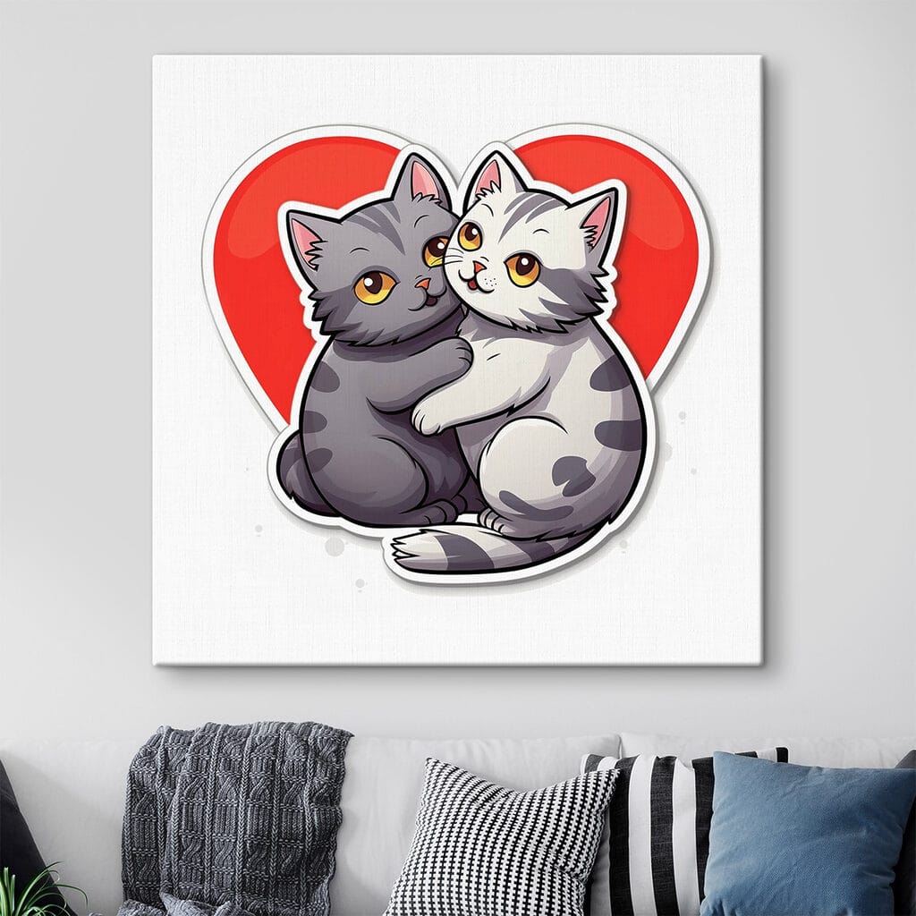 Sticker of two cats hugging Sticker of two cats hugging
