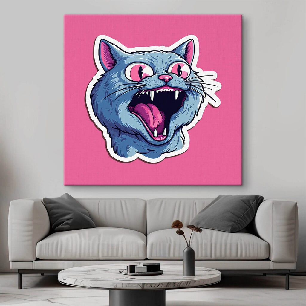 Sticker of a cat with its mouth open Sticker of a cat with its mouth open