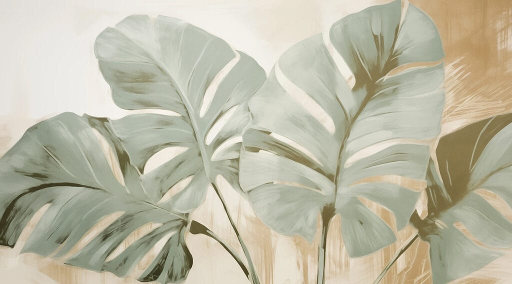 Painting of leaves on a wall