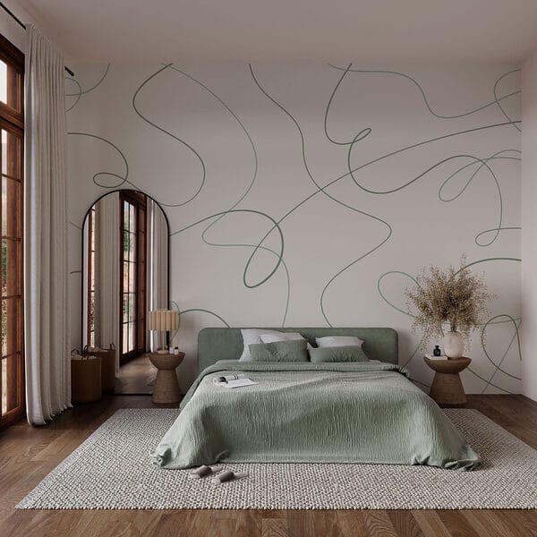 Fotomurales Fotomurales Líneas verdes sobre fondo blanco (SKU: w03061v2)