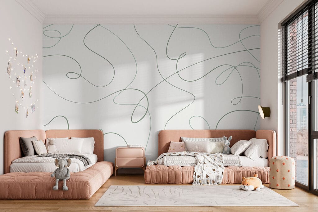 Green lines on a white background