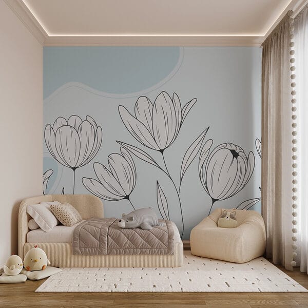 Dibujo lineal de flores Dibujo lineal de flores