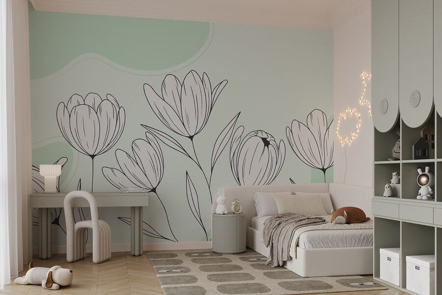 Dibujo lineal de flores