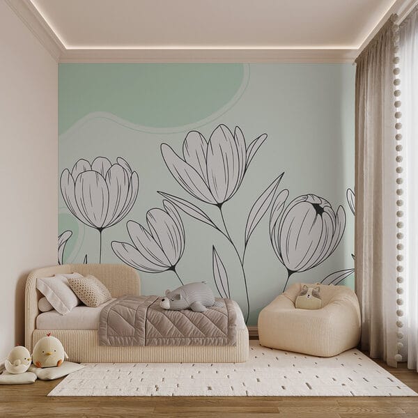 Dibujo lineal de flores Dibujo lineal de flores