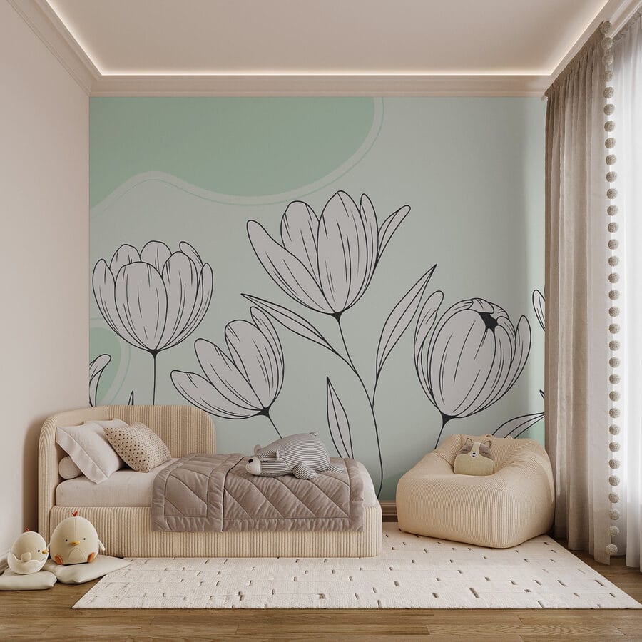 Dibujo lineal de flores