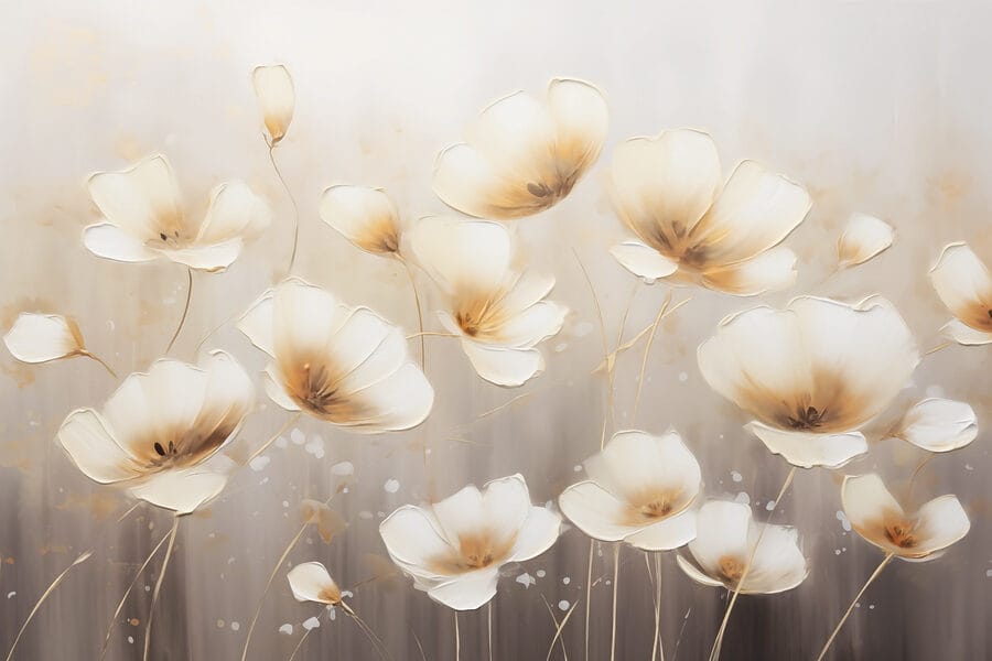 Pintura de flores sobre fondo blanco
