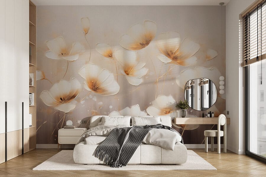 Pintura de flores sobre fondo blanco