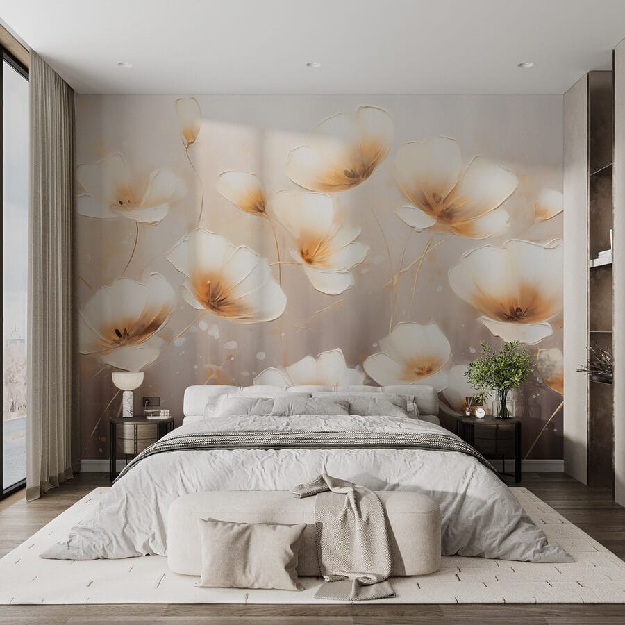 Pintura de flores sobre fondo blanco