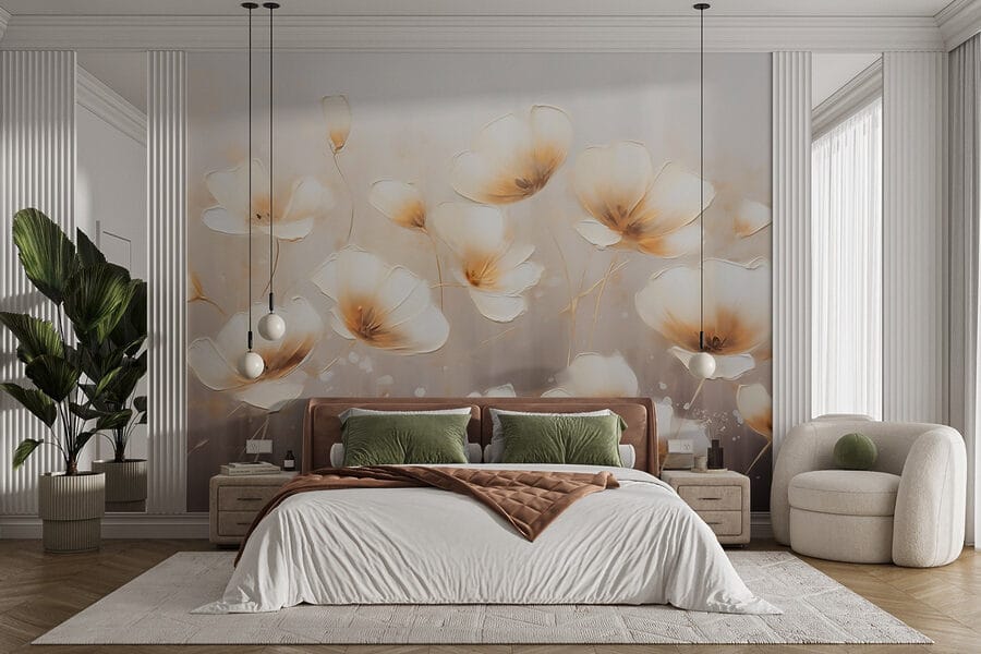 Pintura de flores sobre fondo blanco