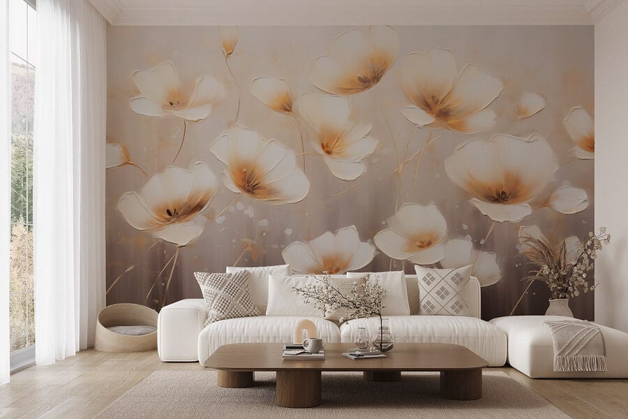 Pintura de flores sobre fondo blanco