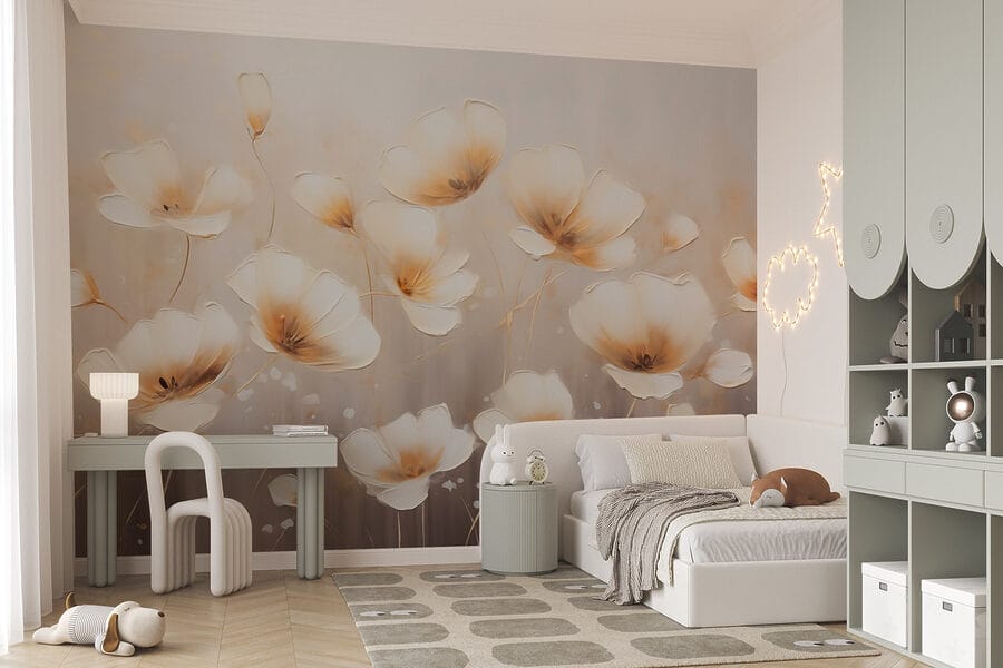 Pintura de flores sobre fondo blanco