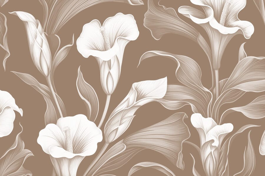 Delicado diseño floral sobre fondo marrón