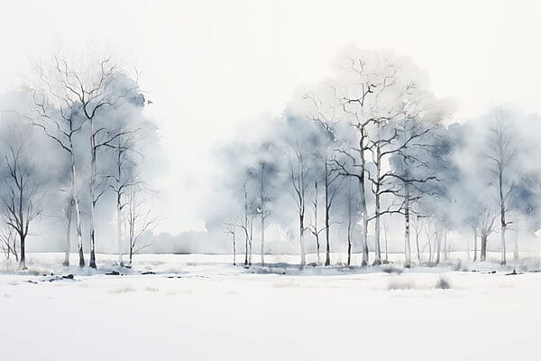 Group of trees in a snowy field Group of trees in a snowy field