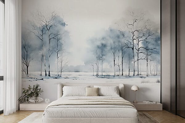 Group of trees in a snowy field Group of trees in a snowy field