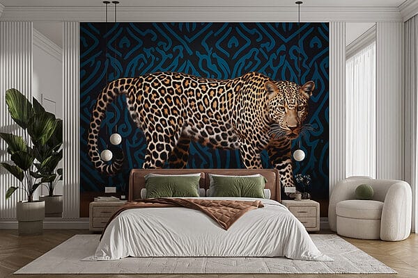 Leopardo sobre suelo de madera Fotomurales Leopardo sobre suelo de madera