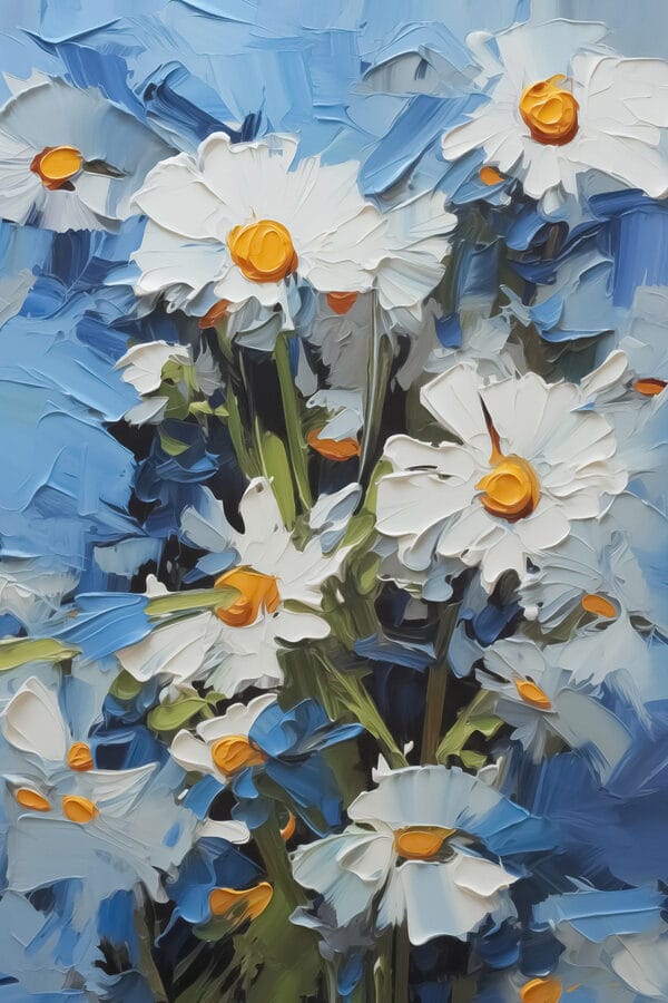 Bright daisies against a blue backdrop Bright daisies against a blue backdrop