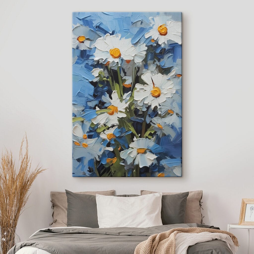 Bright daisies against a blue backdrop Bright daisies against a blue backdrop