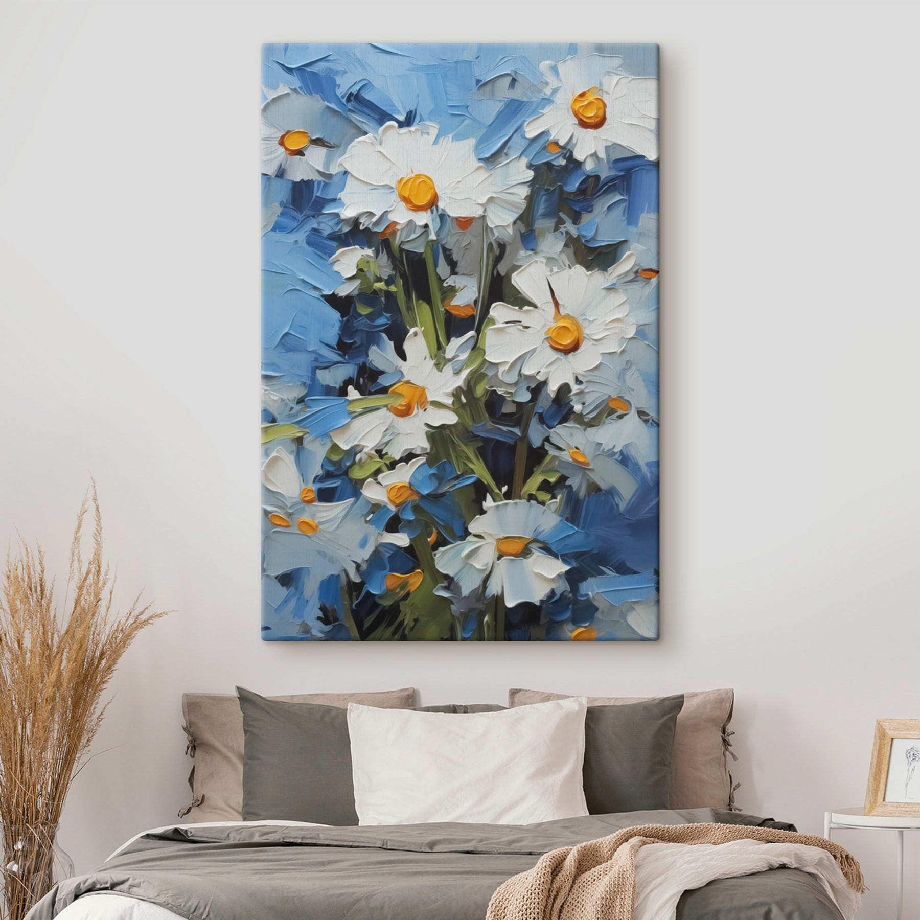 Bright daisies against a blue backdrop Bright daisies against a blue backdrop
