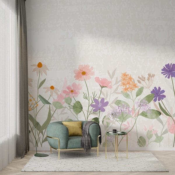 Fotomurales Fotomurales Fila de flores con hojas (SKU: w03096)