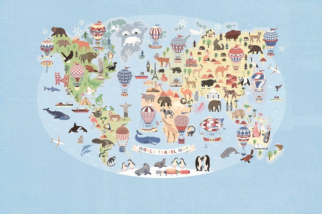 Mapa del mundo con animales Mapa del mundo con animales