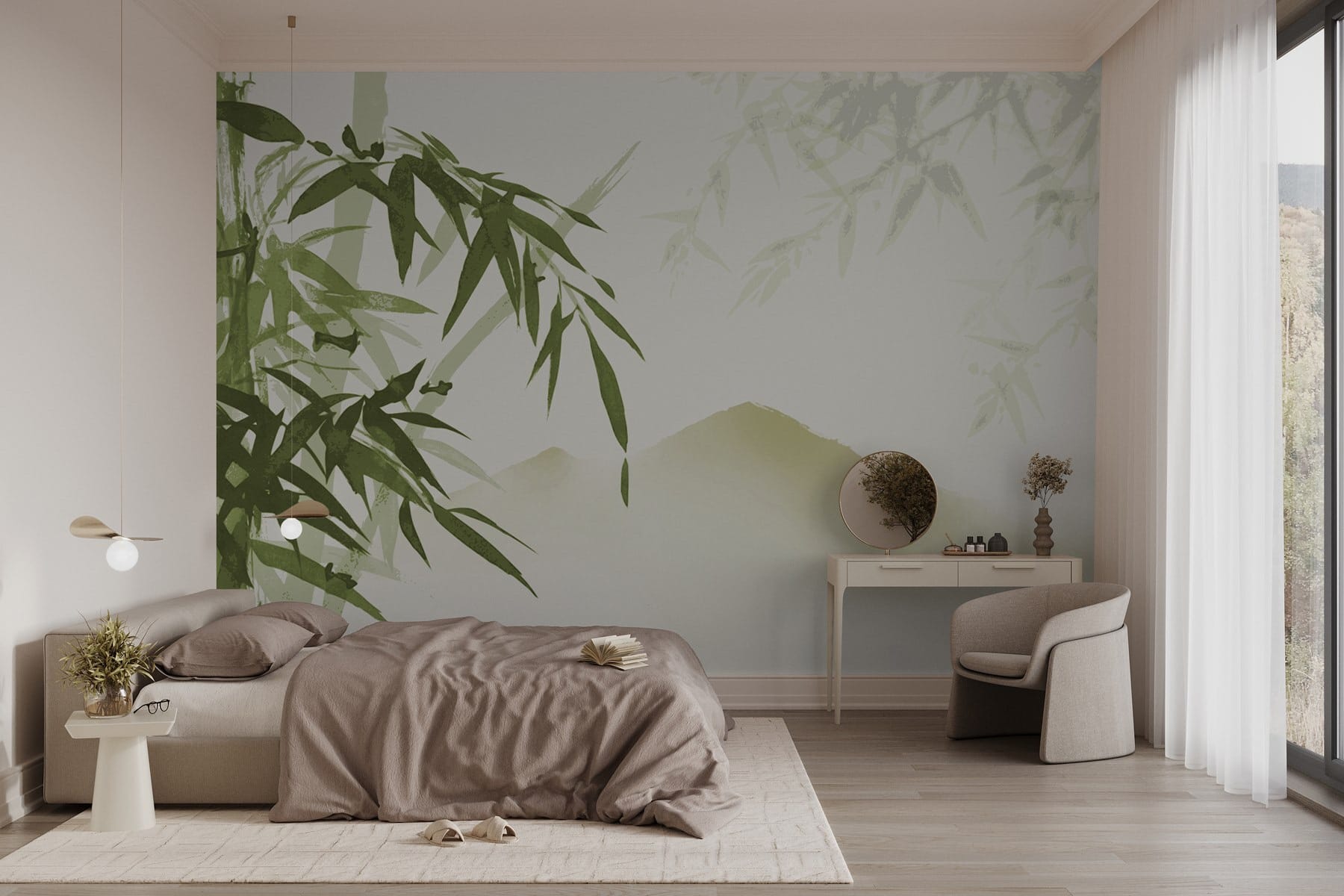 Gentle breeze through bamboo leaves