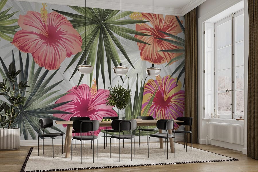 Vibración floral en verdes tropicales