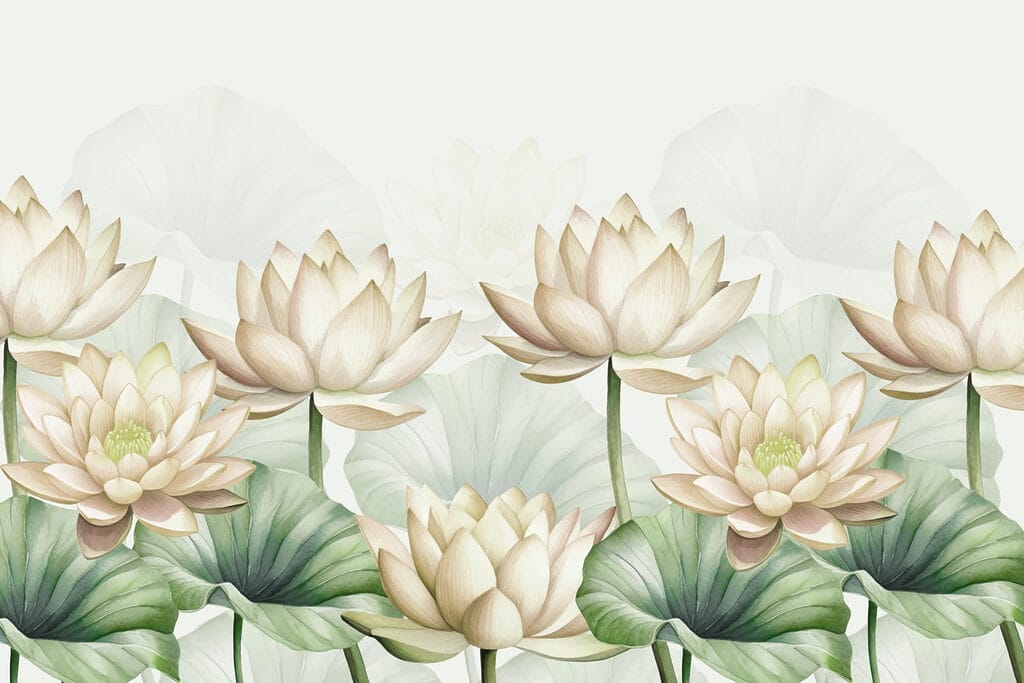 Group of white flowers with green leaves