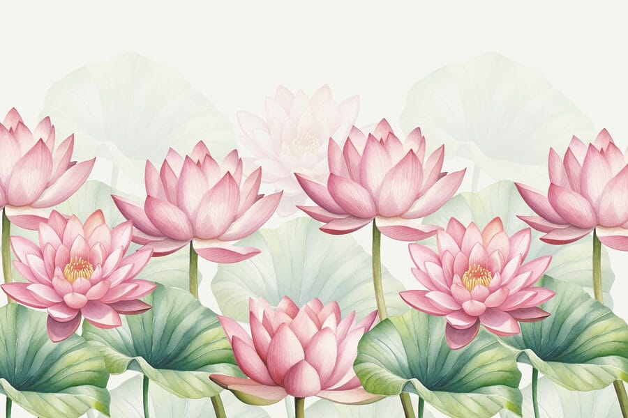 Grupo de flores rosas con hojas verdes
