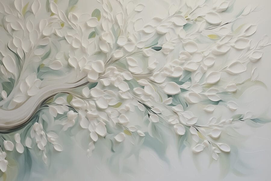 Árbol blanco con hojas