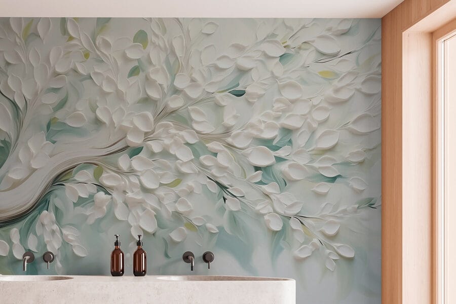 Árbol blanco con hojas