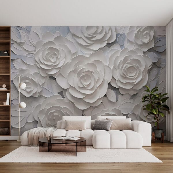 Grupo de flores blancas de papel Grupo de flores blancas de papel