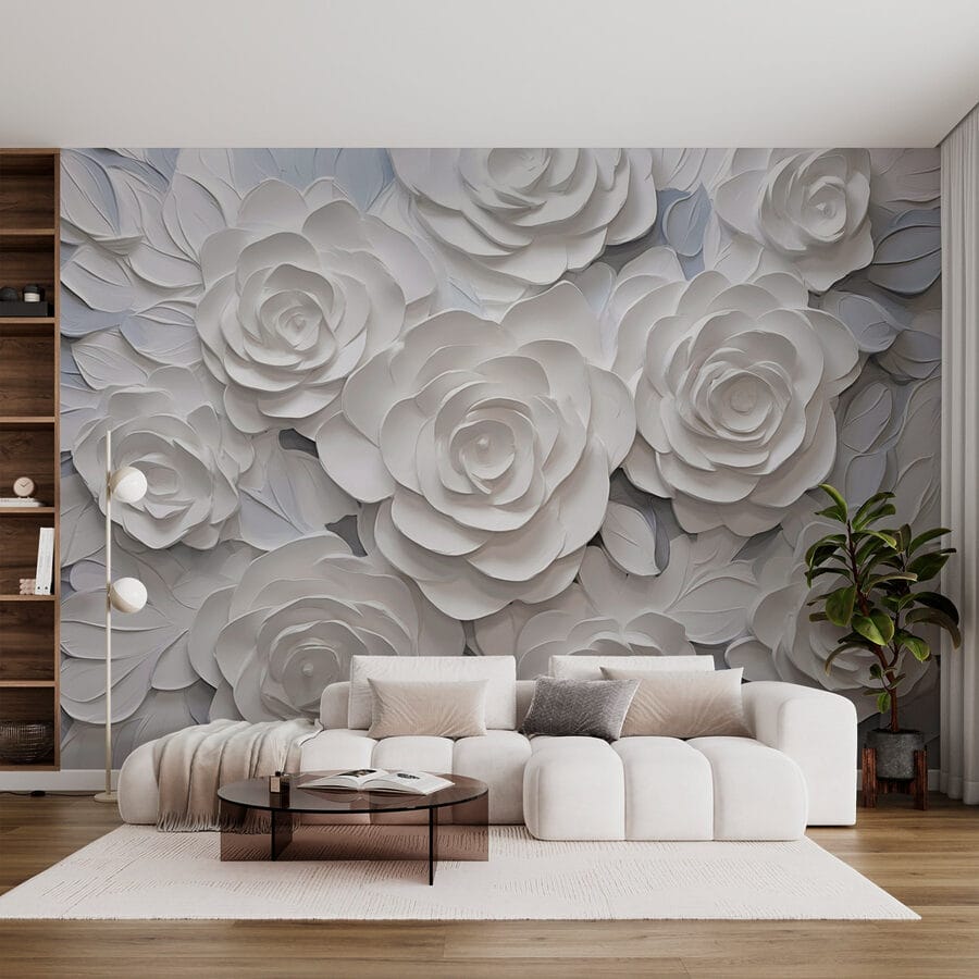 Grupo de flores blancas de papel