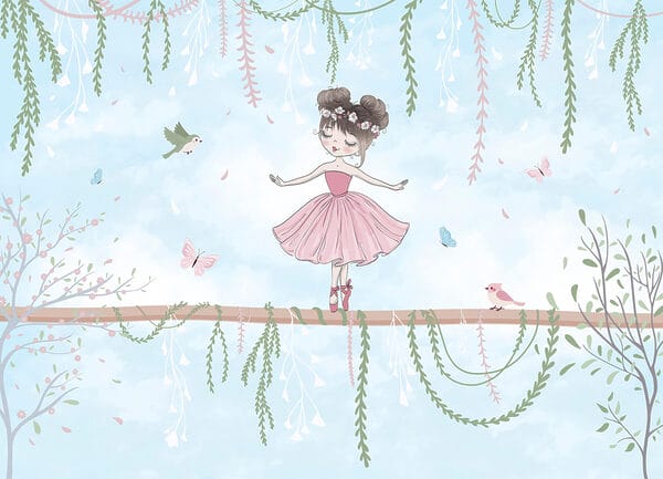 Girl in a pink dress on a branch Girl in a pink dress on a branch