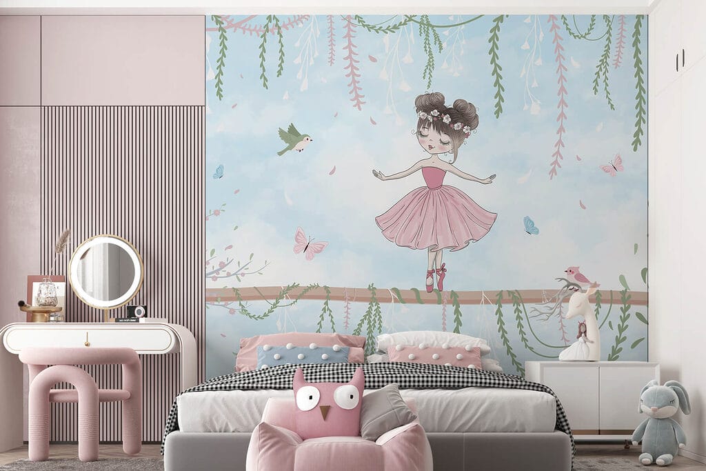 Girl in a pink dress on a branch Girl in a pink dress on a branch